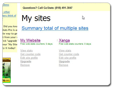 GoSites My Sites Summary