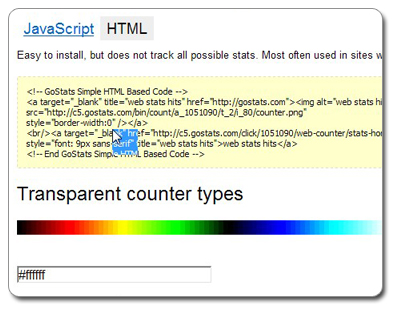 HTML code for GoStats